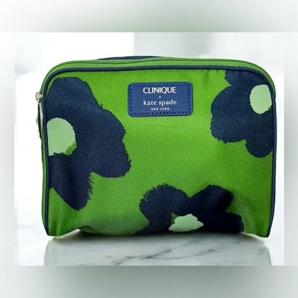 Clinique x Kate Spade Green Floral Pouch